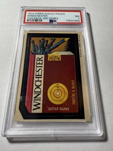 1973 TOPPS WACKY PACKS WINDCHESTER GUNS 3RD SERIES TAN BACK PSA 7 NM - Picture 1 of 3