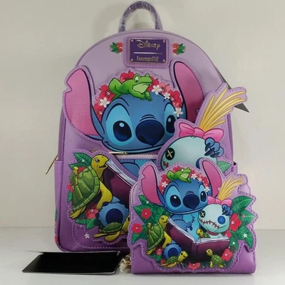 Мини-рюкзак и бумажник для чтения Loungefly Disney Lilo & Stitch с цветочным рисунком - Изображение 1 из 4