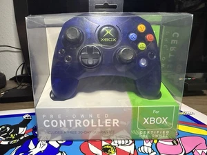 Original Xbox OEM S Type Blue Controller with Breakaway Cable CLEANED & TESTED - Picture 1 of 5