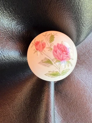 Vintage JAPAN Porcelain Drawer Dresser Knob Pull Pink Roses w/Screws 1 3/8”  - Image 1 of 4