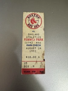 Aug 24 1992 ticket stub Red Sox Athletics Rickey Henderson 3 Hits + - Picture 1 of 2