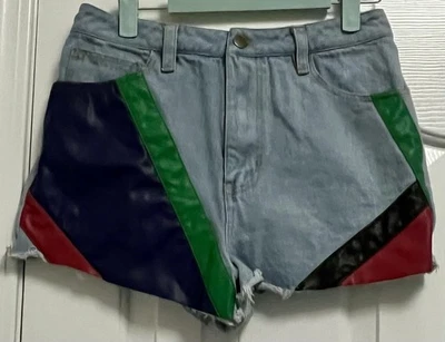 Pantalones cortos de mezclilla y cuero de tiro alto Urban Outfitters para mujer 28. ¡Único! Foto 1 de 4