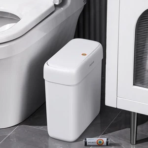 Bathroom Small Trash Can with Lid, 13 Liter/3.4 Gallon Slim Garbage Bin with ... - Picture 1 of 6