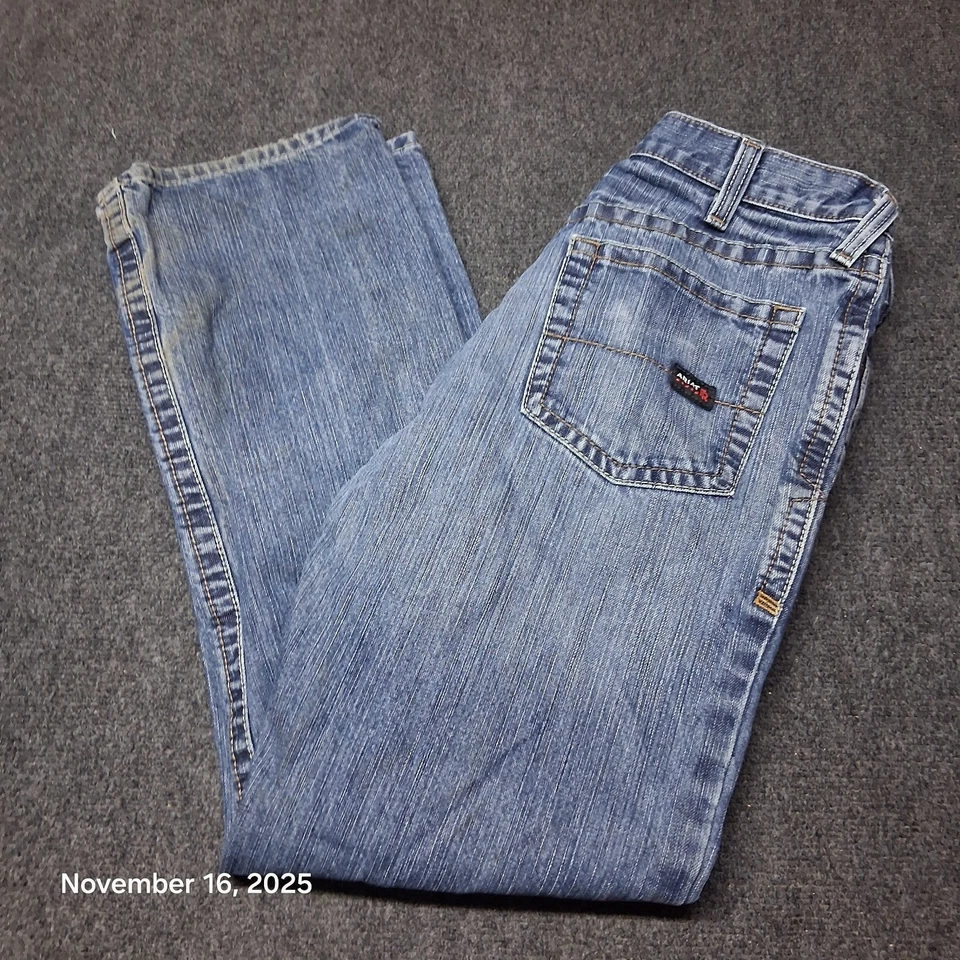 Pantalones de mezclilla Ariat M4 FR relajados corte bota talla 34x34 resistentes al fuego CAT2 Foto 1 de 4