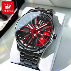 Reloj de Cuarzo Hombre Impermeable Luminoso Moda Reloj Pulsera Coche Rueda Buje Diseño - Imagen 1 de 5