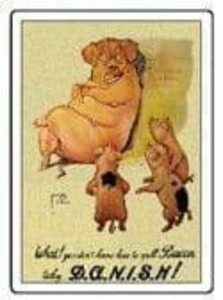 DANISH! Bacon Pigs fridge magnet  80mm x 60mm  (hb) REDUCED TO CLEAR!! - Picture 1 of 1