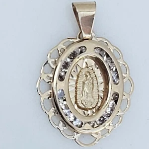 Real 14k yellow gold virgin Mary Holy mother pendant charm 0.85 inch long - Picture 1 of 9