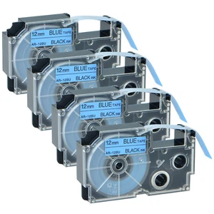 4 cintas de etiquetas PK XR-12BU 12 mm 8 m negras sobre azules para CS KL-60 60SR 1500 2000 750 - Imagen 1 de 12
