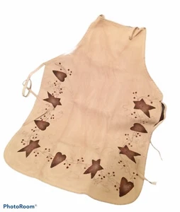 Delantal Hearts Stars Berries Prim Country casa de campo rústico pintado a mano - Imagen 1 de 9