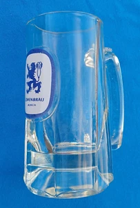 Vintage LOWENBRAU MUNICH Clear Glass German Beer Mug Stein 8 oz 6”Tx 3" Diameter - Picture 1 of 10