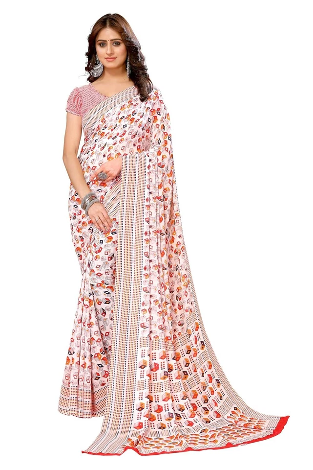 Женские модные Georgette сари с блузка материал - Изображение 1 из 1