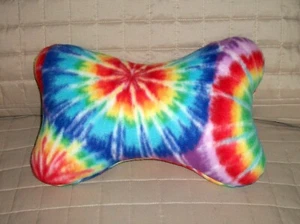 NEW Handmade 11x15 Fleece Pillow Dog Bone Shape Tie Dye Pattern - Picture 1 of 3