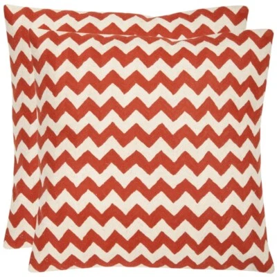 SAFAVIEH Striped Tealea Pillow Set of 2 | Orange Sunburst | - Image 1 of 3