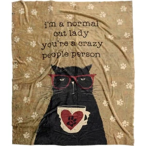 I'm A Normal Cat Lady You're A Crazy People Person Throw Blanket 50" x 60" NWT - Picture 1 of 4
