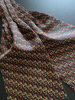 Auténtica corbata HERMES Ascot patrón de cinturón seda/negro/amarillo/rojo Foto 1 de 4