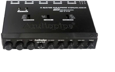 EQ5V15 Audiopipe 5 Band Equalizer Subwoofer Control, 1/2 Din, Red Or Blue LED - Image 1 of 2