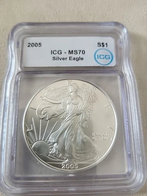 2005 年鹰银币 ICG-MS70 认证* 美国官方银币 — 第 1/4 张图片
