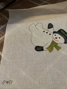handpainted needlepoint canvas Snowman Funny Christmas 5” 18 Ct - Picture 1 of 1