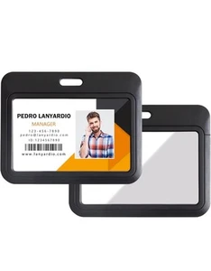 2 Stück Schiebe Horizontal Ausweis Halter Hart Schwarz Plastik Karte - Bild 1 von 6