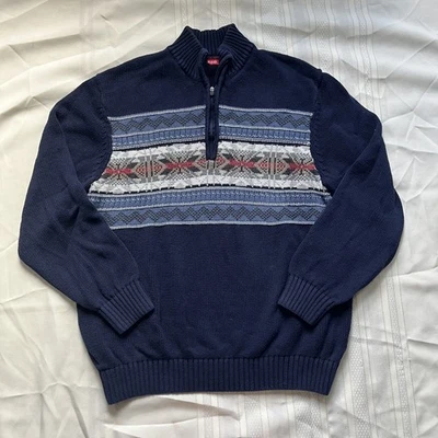 Suéter IZOD Holiday Cuarto Cremallera Azul Marino XL Preppy Navidad Pullover Invierno Tejido Foto 1 de 4