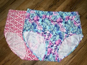 NUEVO Mujeres Jockey 2 pr 8/XL Algodón Calzoncillos Tropical Floral/Rosa Flamenco Ropa Interior - Imagen 1 de 7