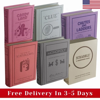 WS Game Company Set of 6 Vintage Bookshelf Linen Book Board Game Collection New - Image 1 of 4