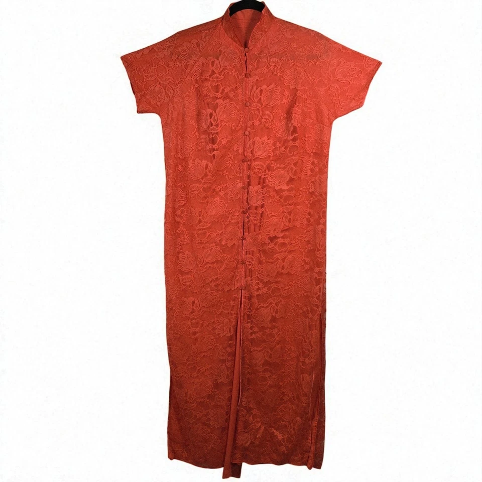 Винтажный Vanity Fair коралловое кружево нейлона Cheongsam халат мандарин воротник женщина 34 - Изображение 1 из 4