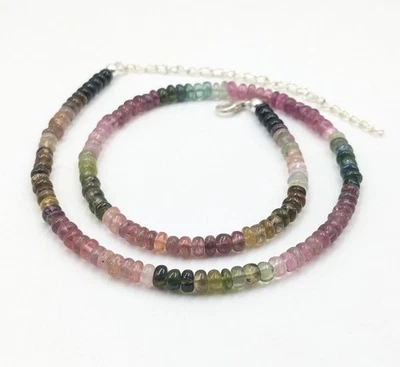 Collar de mujer con cuentas de piedras preciosas de 3-4 mm con diseño de turmalina múltiple de 18" Foto 1 de 4