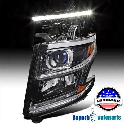 Fits 2015-2020 Chevy 15-20 Tahoe Suburban Black Projector Headlight Left Side — 第 1/4 张图片