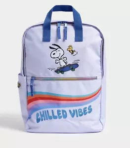 M&S Backpack Snoopy Chilled Vibes Lilac Back Pack Bag Shower Resistant NEW - Picture 1 of 2