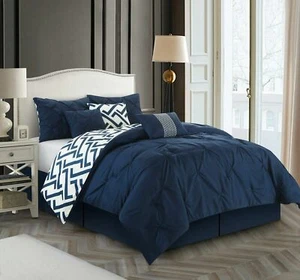 Nanshing Loren 7-Piece Reversible Comforter Set, Navy - Picture 1 of 5