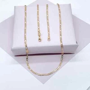 "Collar de diamantes de cadena de eslabones Figaro oro amarillo de 14 K para hombre y mujer 16""-24" - Imagen 1 de 9
