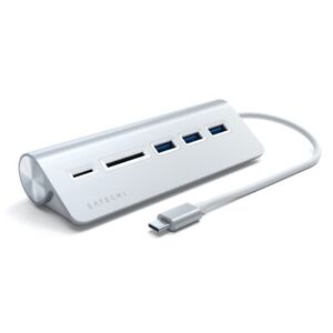 Satechi USB-C Aluminium USB 3.0 Hub & Card Reader for Laptop/PC/MacBook Silver