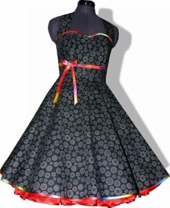 50er Petticoatkleid Tanzkleid zum Petticoat schwarz Band graffittyrot 34-44