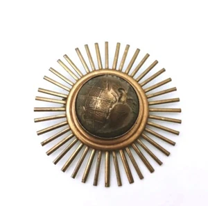 Jan Michaels San Francisco Vintage Bronze Art Deco World Brooch Pin Steam Punk - Picture 1 of 10