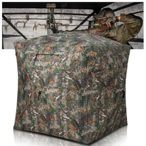 HUNTSEN Hunting Blind 270° See Through 2-3 Person Ground Blind Pop Up Hunting Te - Picture 1 of 7