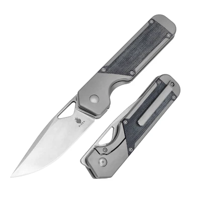 Kizer Militaw Folding Knive S35VN Steel Blade Titanium+Micarta Handle Ki3634A1 - Image 1 of 4
