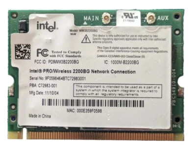 WLAN Intel pro / Wireless 2200bg Panasonic CF-T2 P/N C72983-001 Minipci C59686-3 - Bild 1 von 2