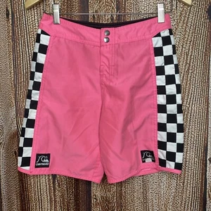 Quicksilver Original Arch 16" Boardshorts Pink Checkered Size 12/26” Inseam 7” - Picture 1 of 4