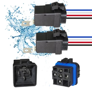 2 Stück 4-polig 40/30 AMP 12 V DC wasserdicht Relais Kit Kabelbaum Buchse - Bild 1 von 12