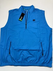 Notre Dame Fighting Irish Vest Mens 2XL Blue 1/4 Zip Adidas Windbreaker NCAA NWT - Picture 1 of 9
