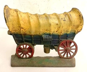 Antique Cast Iron Doorstop CONESTOGA WAGON Titus Foundry No. 100 - Picture 1 of 8