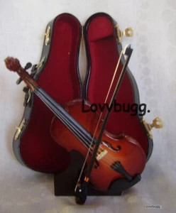 Mini Violine mit Koffer Ständer für 18" American Girl Puppe Instrument KOSTENLOSER VERSAND! - Bild 1 von 18