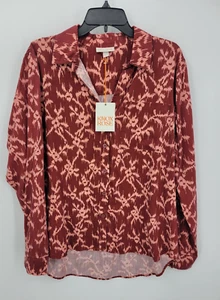 Blusa Boho Knox Rosa Top Mujer Grande Granate Rosa Azteca Floral Manga Larga - Imagen 1 de 9