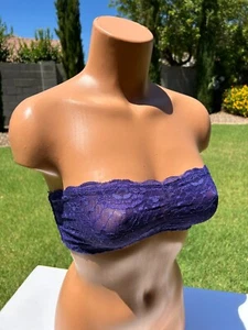 Free People Lace Bandeau Bra Bralette S Blue Viola Stretch F5110406A NWT - Picture 1 of 7