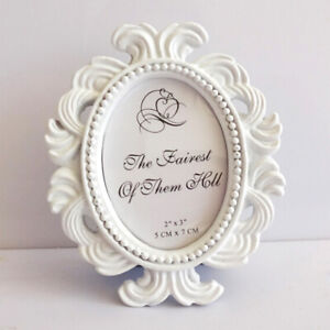 2X White Vintage Oval Baroque Photo Frame Resin Picture Holder Display Ornament
