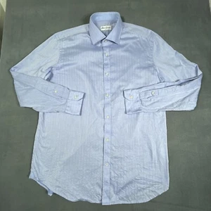 Robert Graham Dress Shirt Adult 43/17 Blue Long Sleeve Flip Cuff Classic Mens* - Picture 1 of 14
