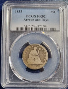 1853 Seated Liberty Quarter 25c PCGS FR2 Fair 2 LOWBALL #82663 - Picture 1 of 2