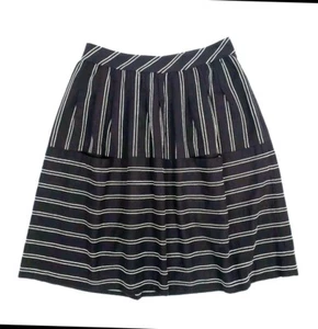 Maeve Anthropologie Size 6 Womens Striped Lined Pocket Skirt Navy - Picture 1 of 11
