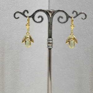 Peridot Schmuck Ohrringe Jugendstil Vintage Sterling Silber 925/- gelb vergoldet - Bild 1 von 7